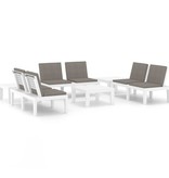 VidaXL 6-delige Loungeset met kussens kunststof wit