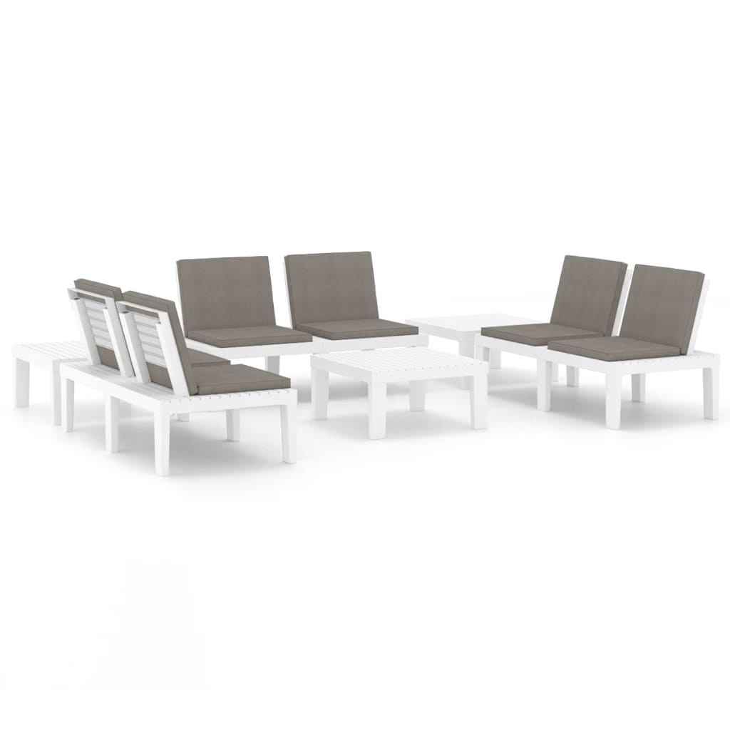 VidaXL 6-delige Loungeset met kussens kunststof wit