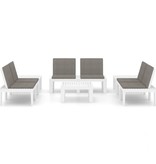VidaXL 6-delige Loungeset met kussens kunststof wit