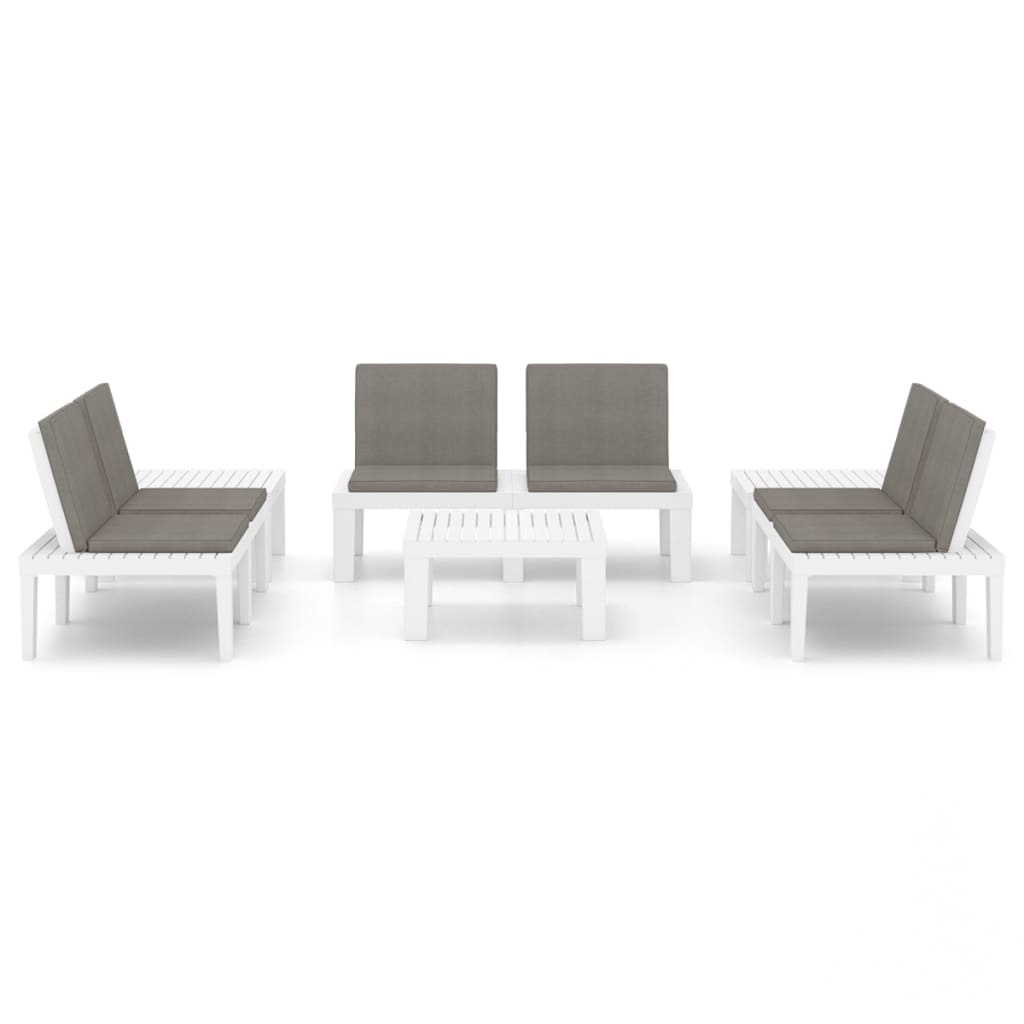 VidaXL 6-delige Loungeset met kussens kunststof wit