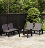 VidaXL 4-delige Loungeset met kussens kunststof grijs