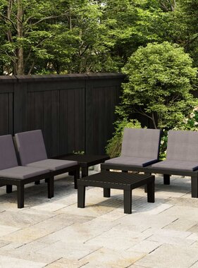 VidaXL 4-delige Loungeset met kussens kunststof grijs
