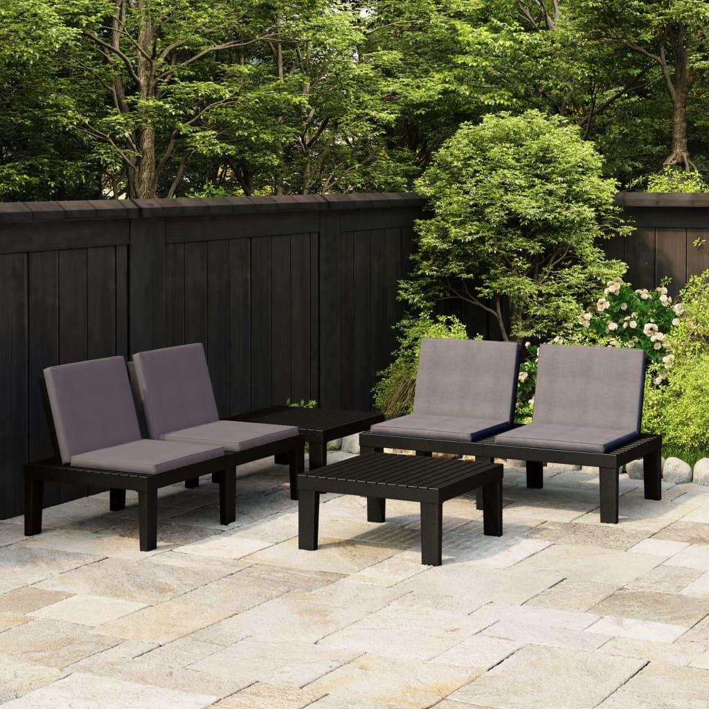 VidaXL 4-delige Loungeset met kussens kunststof grijs