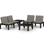 VidaXL 4-delige Loungeset met kussens kunststof grijs
