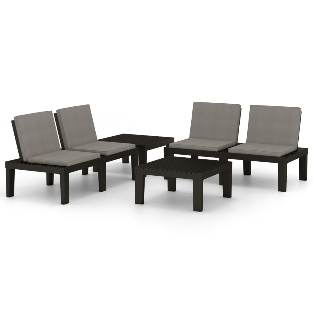 VidaXL 4-delige Loungeset met kussens kunststof grijs