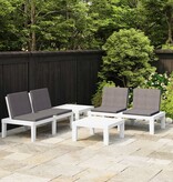 VidaXL 4-delige Loungeset met kussens kunststof wit
