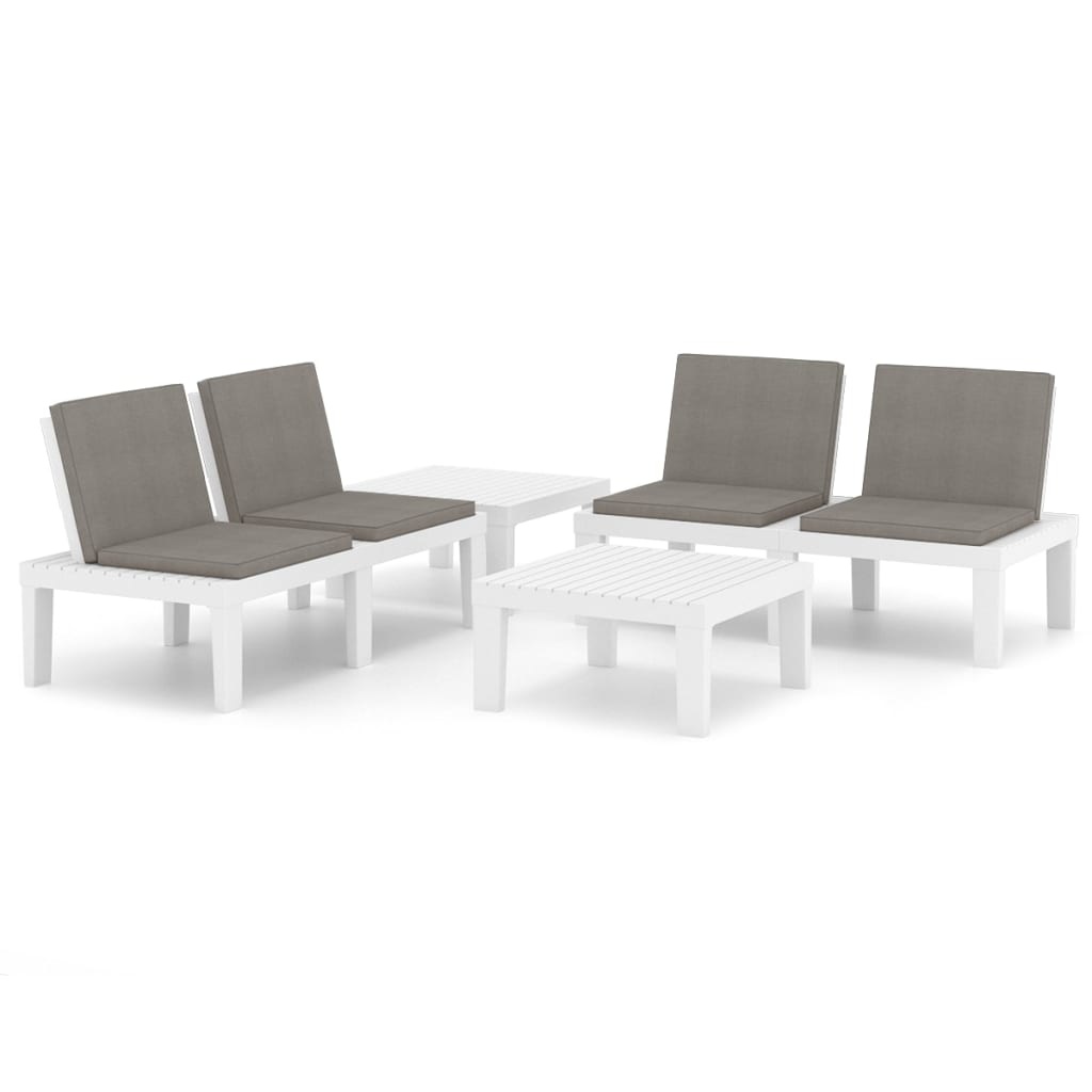 VidaXL 4-delige Loungeset met kussens kunststof wit