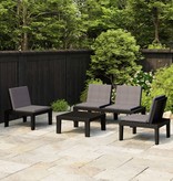 VidaXL 4-delige Loungeset met kussens kunststof grijs