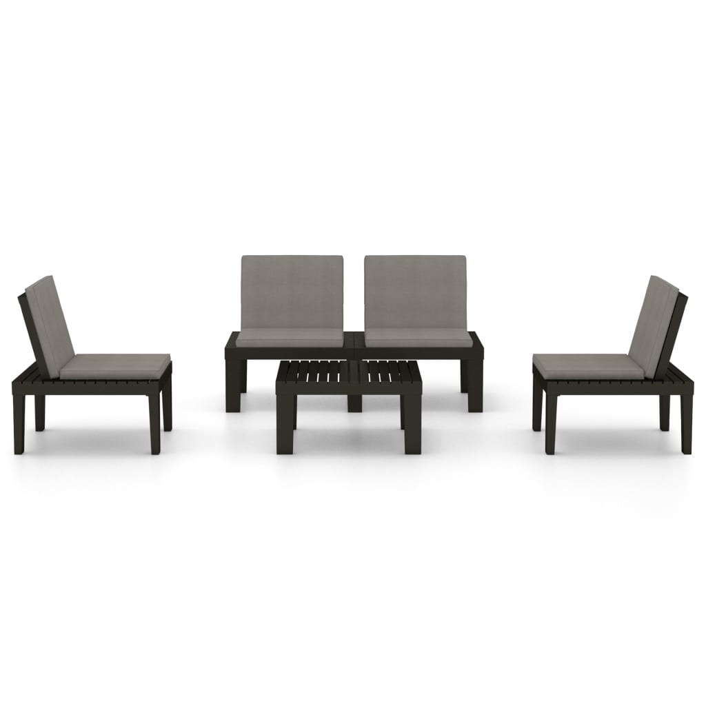 VidaXL 4-delige Loungeset met kussens kunststof grijs