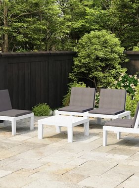 VidaXL 4-delige Loungeset met kussens kunststof wit