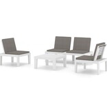 VidaXL 4-delige Loungeset met kussens kunststof wit