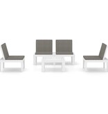 VidaXL 4-delige Loungeset met kussens kunststof wit