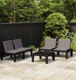 VidaXL 3-delige Loungeset met kussens kunststof grijs