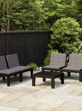 VidaXL 3-delige Loungeset met kussens kunststof grijs