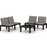 VidaXL 3-delige Loungeset met kussens kunststof grijs