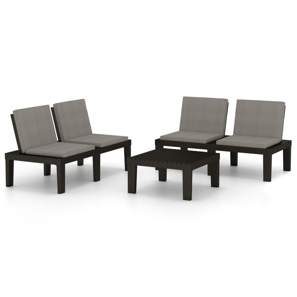 VidaXL 3-delige Loungeset met kussens kunststof grijs