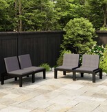 VidaXL Loungebanken 2 st met kussens kunststof grijs