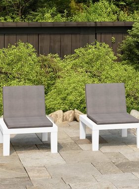 VidaXL Loungestoelen 2 st met kussens kunststof wit