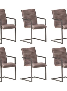 VidaXL Eetkamerstoelen 6 st echt leer bruin