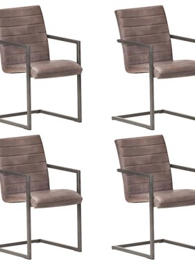VidaXL Eetkamerstoelen 4 st echt leer bruin
