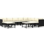 VidaXL 12-delige Loungeset met kussens poly rattan zwart
