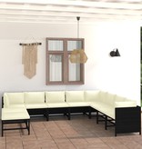 VidaXL 11-delige Loungeset met kussens poly rattan zwart