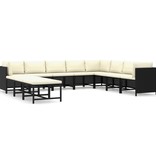 VidaXL 11-delige Loungeset met kussens poly rattan zwart