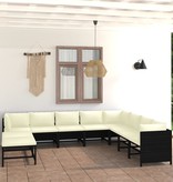VidaXL 9-delige Loungeset met kussens poly rattan zwart