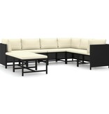VidaXL 8-delige Loungeset met kussens poly rattan zwart