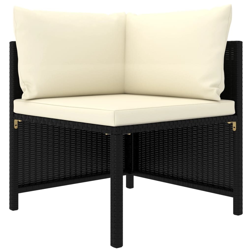 VidaXL 9-delige Loungeset met kussens poly rattan zwart
