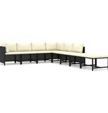 VidaXL 8-delige Loungeset met kussens poly rattan zwart