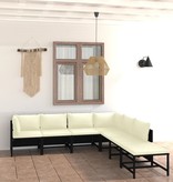 VidaXL 7-delige Loungeset met kussens poly rattan zwart