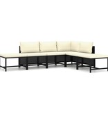 VidaXL 6-delige Loungeset met kussens poly rattan zwart