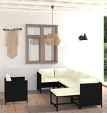 VidaXL 7-delige Loungeset met kussens poly rattan zwart