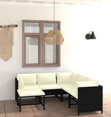 VidaXL 6-delige Loungeset met kussens poly rattan zwart
