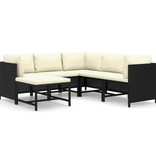 VidaXL 6-delige Loungeset met kussens poly rattan zwart