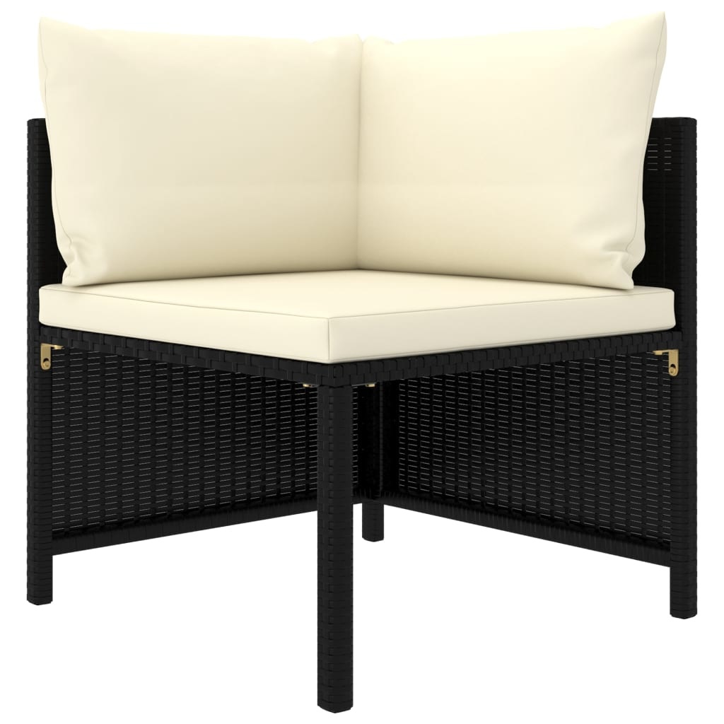 VidaXL 6-delige Loungeset met kussens poly rattan zwart
