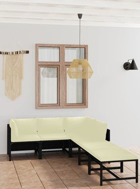 VidaXL 6-delige Loungeset met kussens poly rattan zwart