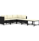 VidaXL 6-delige Loungeset met kussens poly rattan zwart