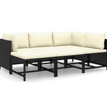 VidaXL 6-delige Loungeset met kussens poly rattan zwart