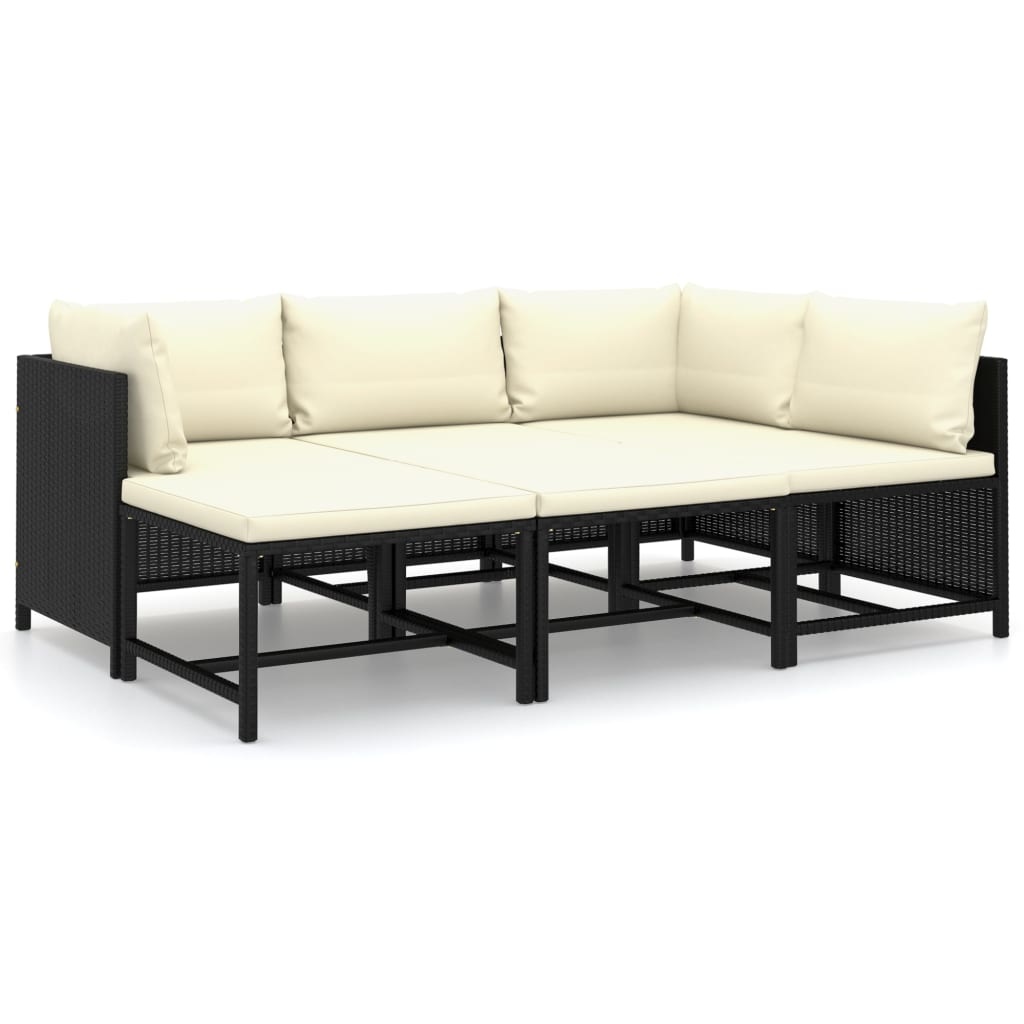 VidaXL 6-delige Loungeset met kussens poly rattan zwart