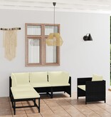 VidaXL 6-delige Loungeset met kussens poly rattan zwart