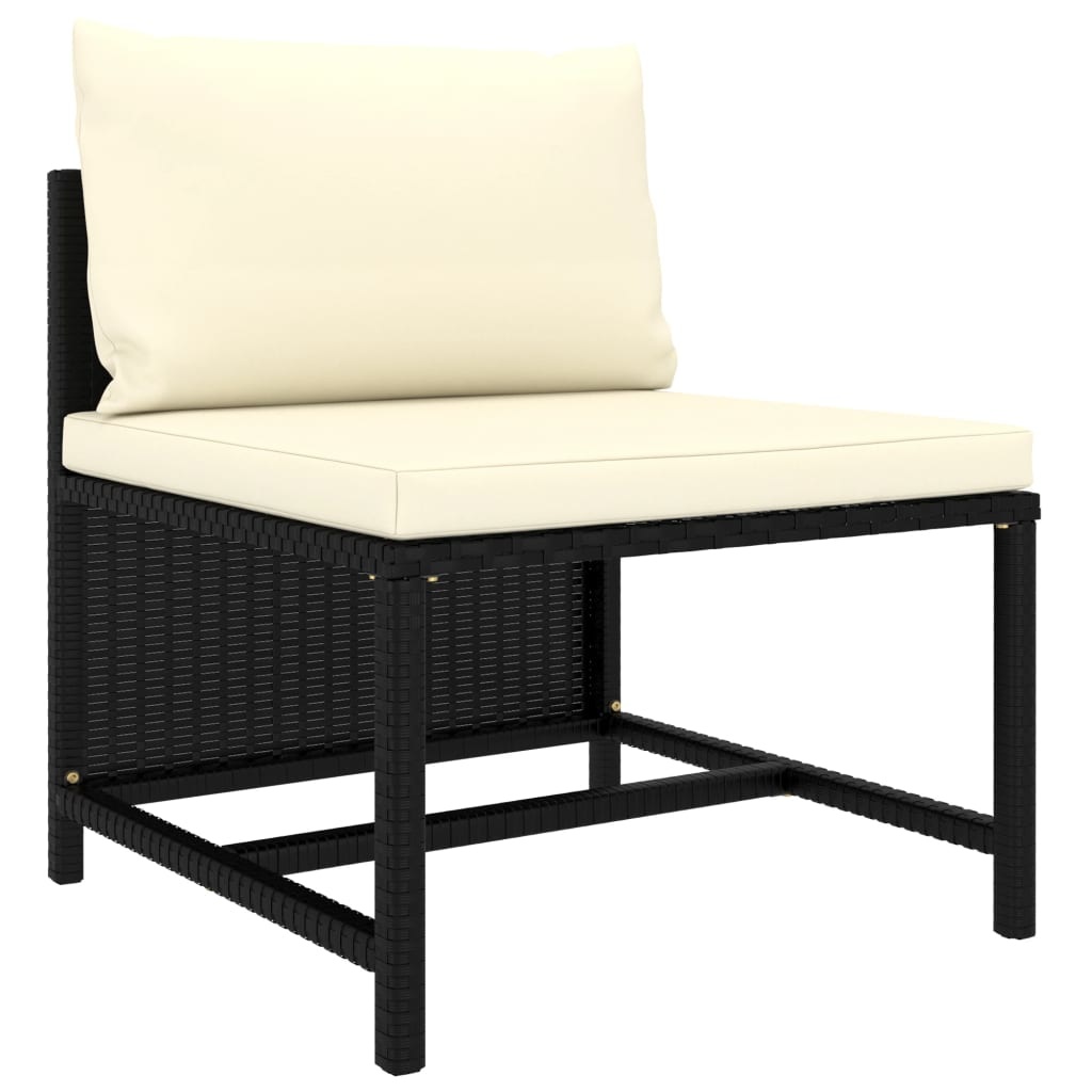 VidaXL 6-delige Loungeset met kussens poly rattan zwart