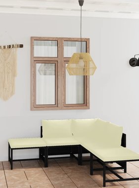 VidaXL 6-delige Loungeset met kussens poly rattan zwart