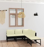 VidaXL 5-delige Loungeset met kussens poly rattan zwart