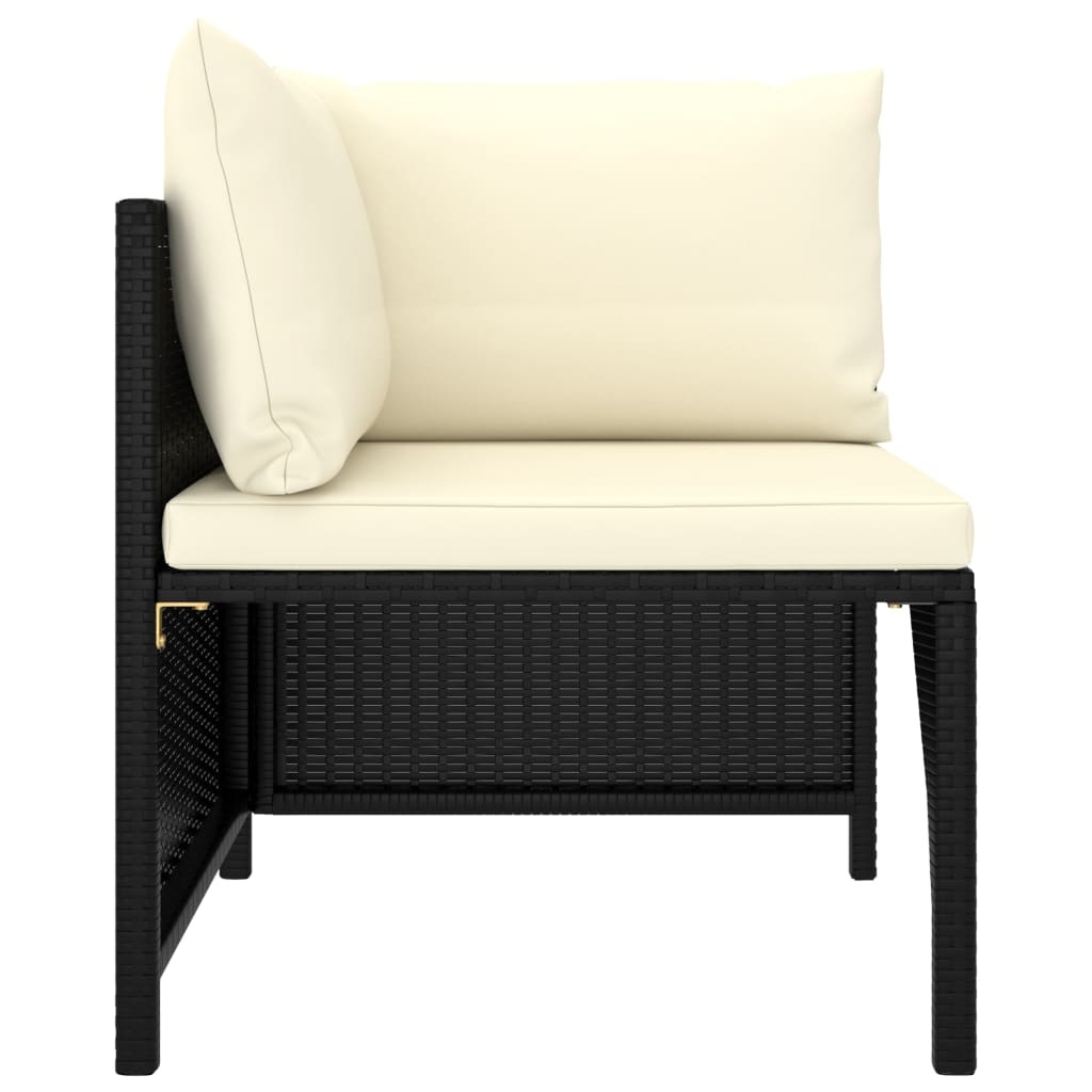 VidaXL 5-delige Loungeset met kussens poly rattan zwart
