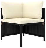 VidaXL 5-delige Loungeset met kussens poly rattan zwart