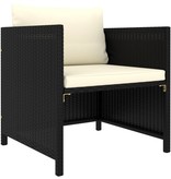 VidaXL 5-delige Loungeset met kussens poly rattan zwart