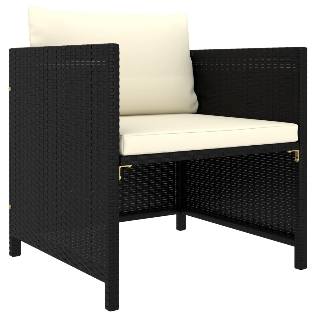 VidaXL 5-delige Loungeset met kussens poly rattan zwart