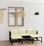 VidaXL 5-delige Loungeset met kussens poly rattan zwart